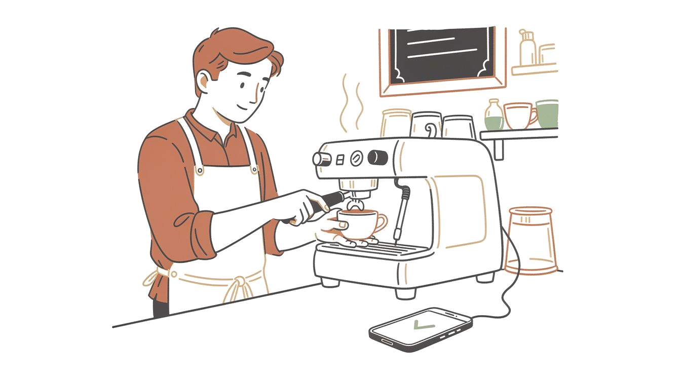 Barista pulling an espresso shot, focused on the craft